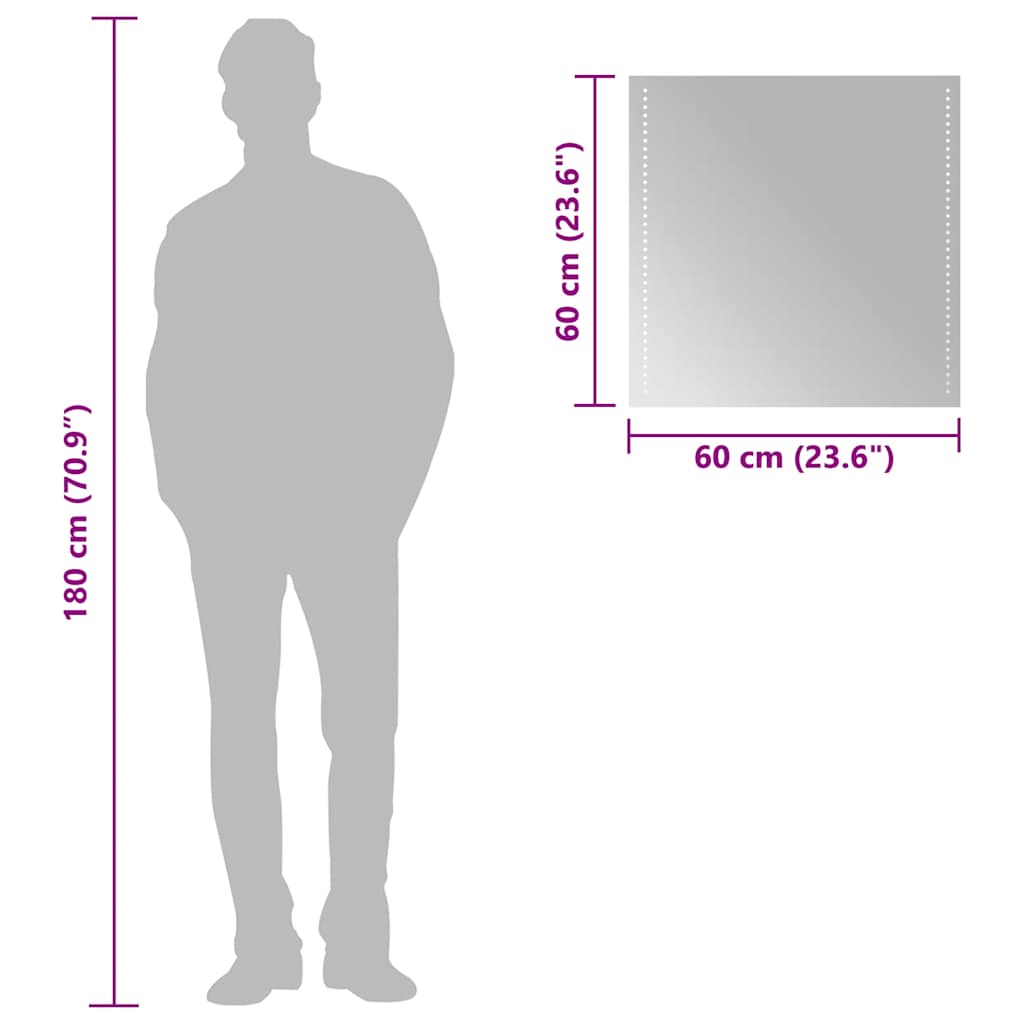 vidaXL Καθρέφτης Μπάνιου με LED 60x60 εκ.