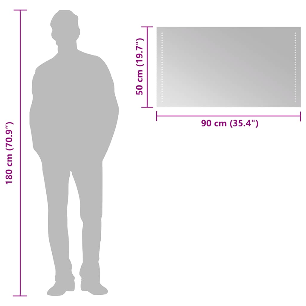 vidaXL Καθρέφτης Μπάνιου με LED 90x50 εκ.