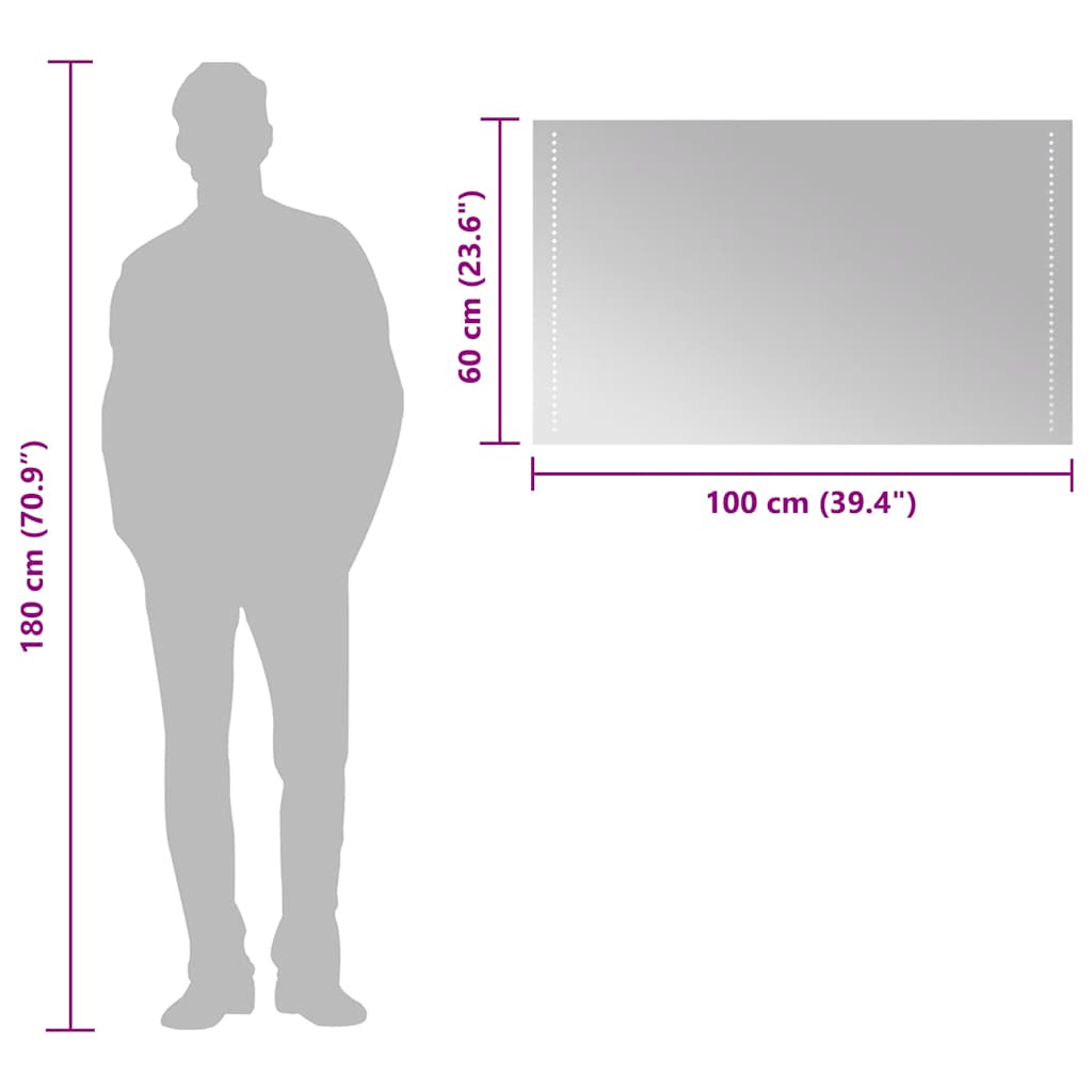 vidaXL Καθρέφτης Μπάνιου με LED 100x60 εκ.