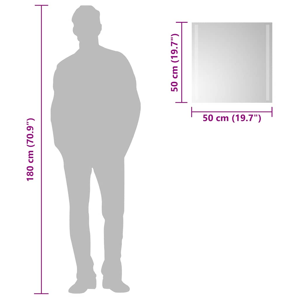 vidaXL Καθρέφτης Μπάνιου με LED 50x50 εκ.