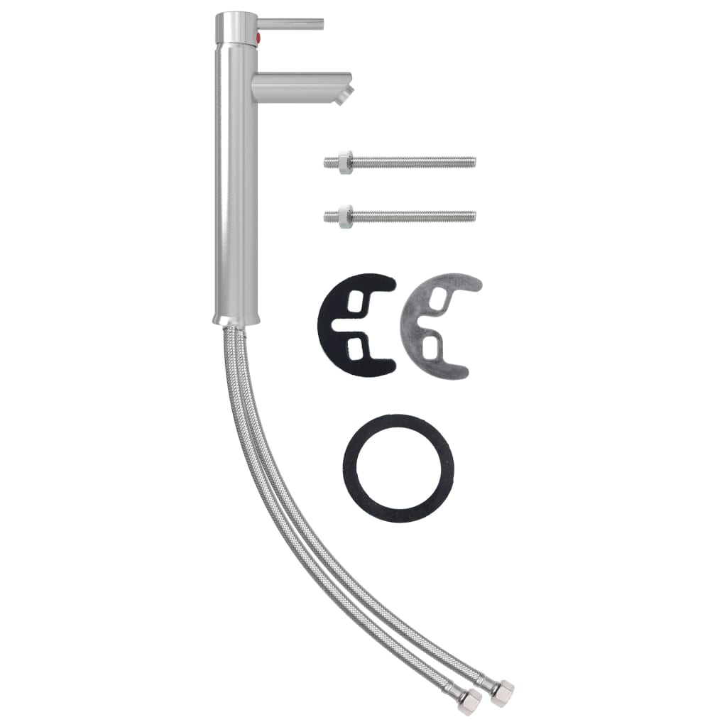 vidaXL Νιπτήρας Μπάνιου με Βρύση και Βαλβίδα Πατητή από Ψημένο Γυαλί