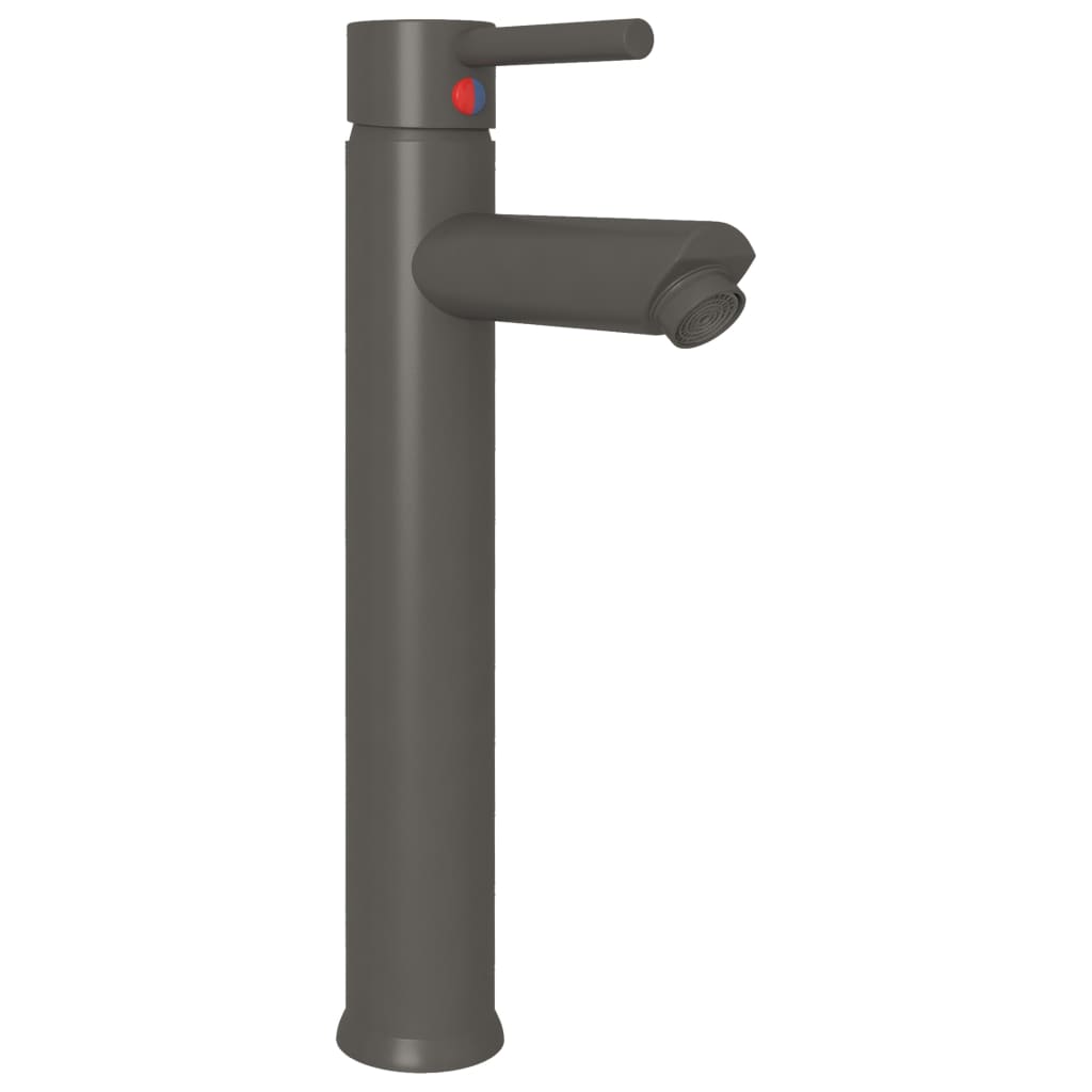 vidaXL Νιπτήρας Μπάνιου με Βρύση& Βαλβίδα Πατητή από Ψημ. Γυαλί Μαύρος