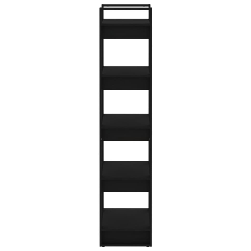 vidaXL Βιβλιοθήκη/Διαχωριστικό Χώρου Μαύρο 60x35x160 εκ. Μασίφ Ξύλο