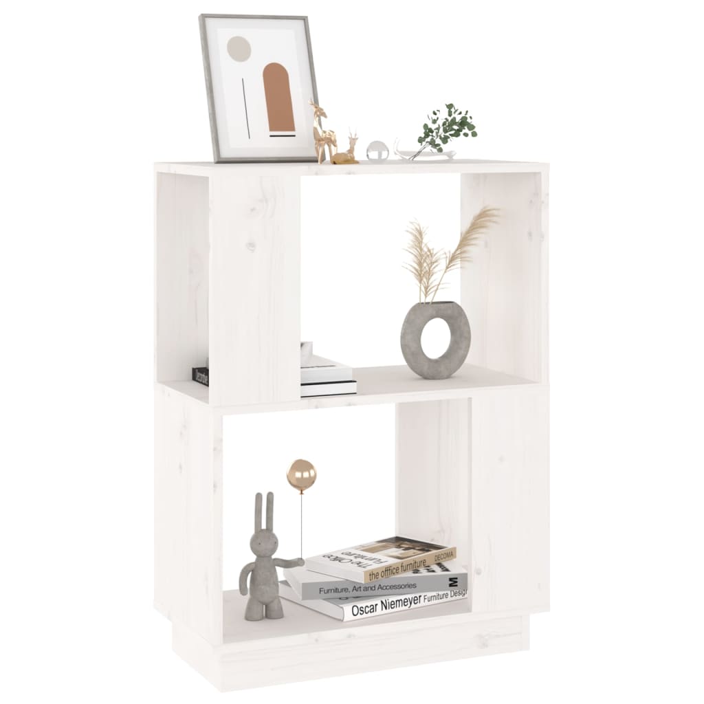 vidaXL Βιβλιοθήκη/Διαχωριστικό Χώρου Λευκό 51x25x70 εκ. Μασίφ Πεύκο