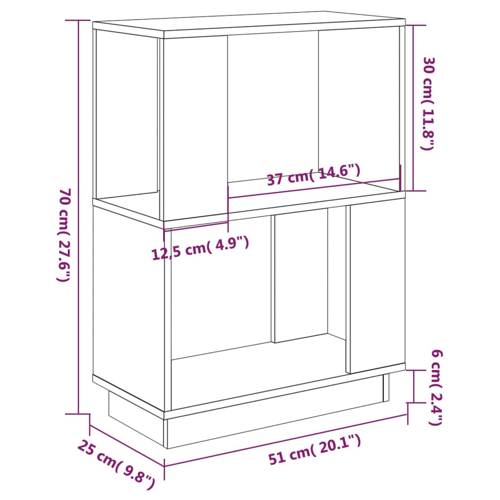 vidaXL Βιβλιοθήκη/Διαχωριστικό Χώρου Λευκό 51x25x70 εκ. Μασίφ Πεύκο