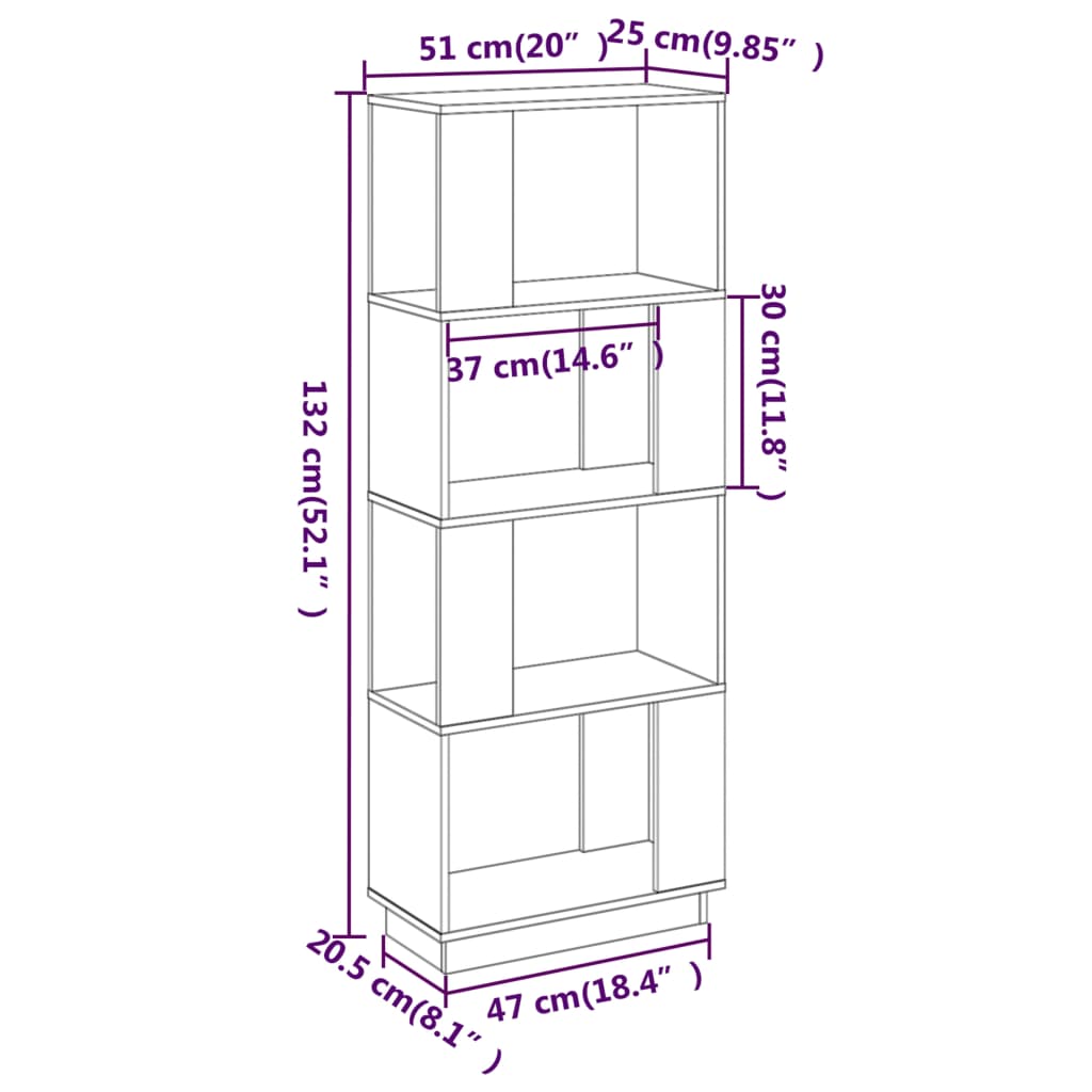 vidaXL Βιβλιοθήκη/Διαχωριστικό Χώρου Λευκό 51x25x132 εκ. Μασίφ Πεύκο