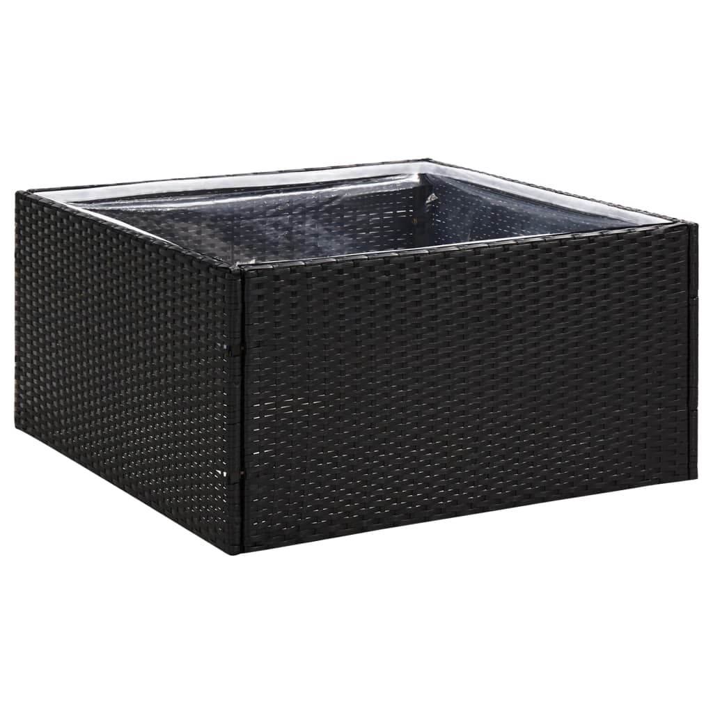 vidaXL Ζαρντινιέρα Κήπου Μαύρη 80 x 80 x 40 εκ. από Συνθετικό Ρατάν