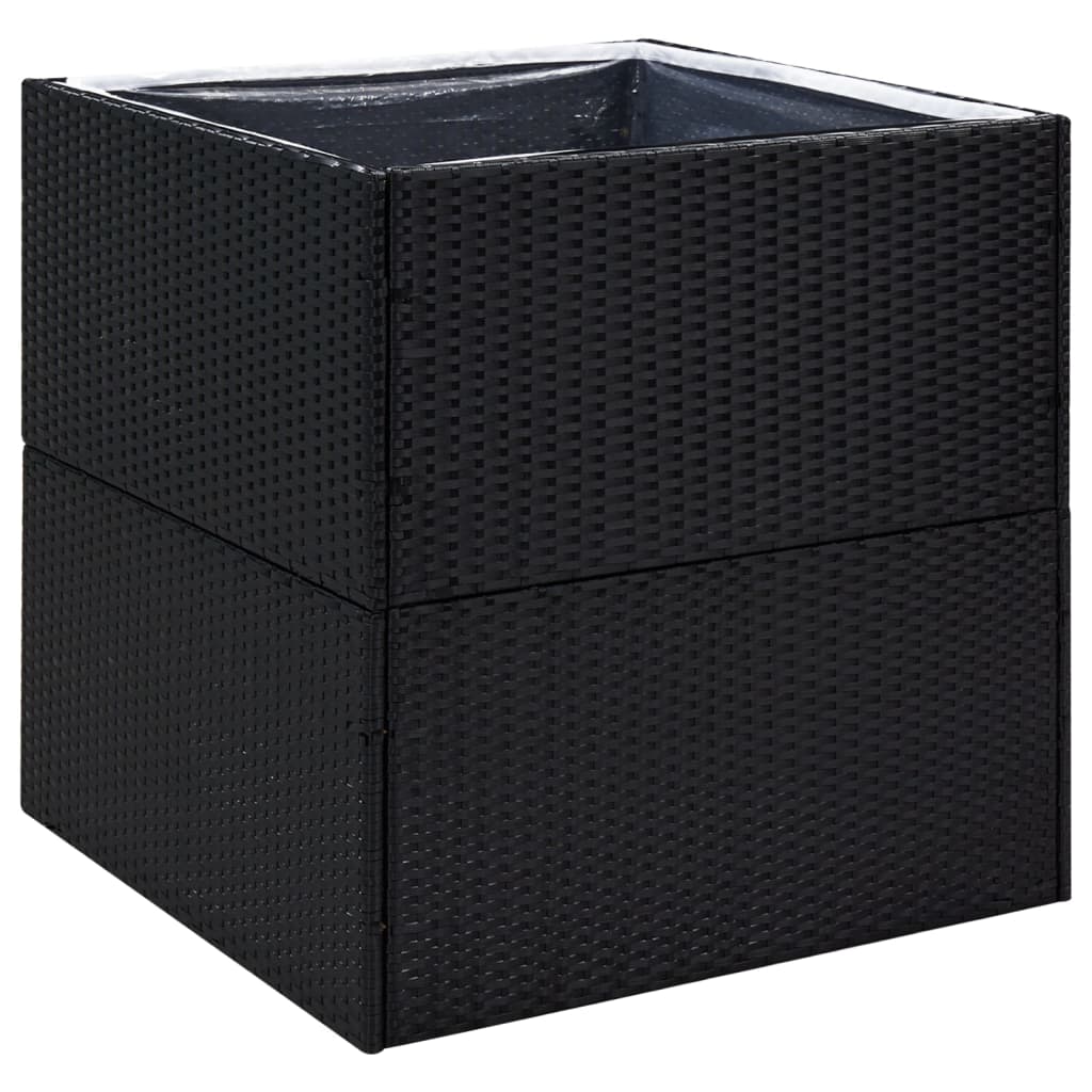 vidaXL Ζαρντινιέρα Κήπου Μαύρη 80 x 80 x 80 εκ. από Συνθετικό Ρατάν