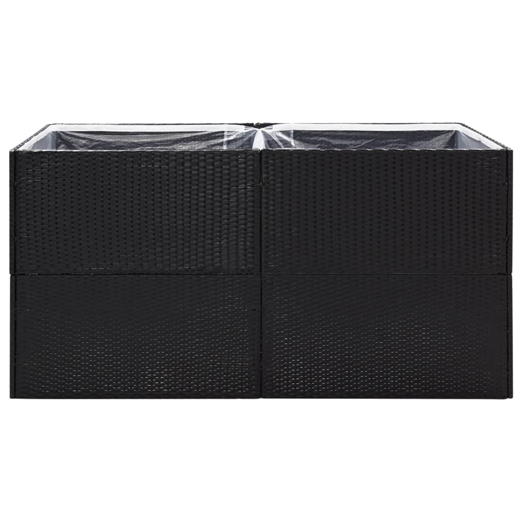 vidaXL Ζαρντινιέρα Κήπου Μαύρη 157 x 80 x 80 εκ. από Συνθετικό Ρατάν