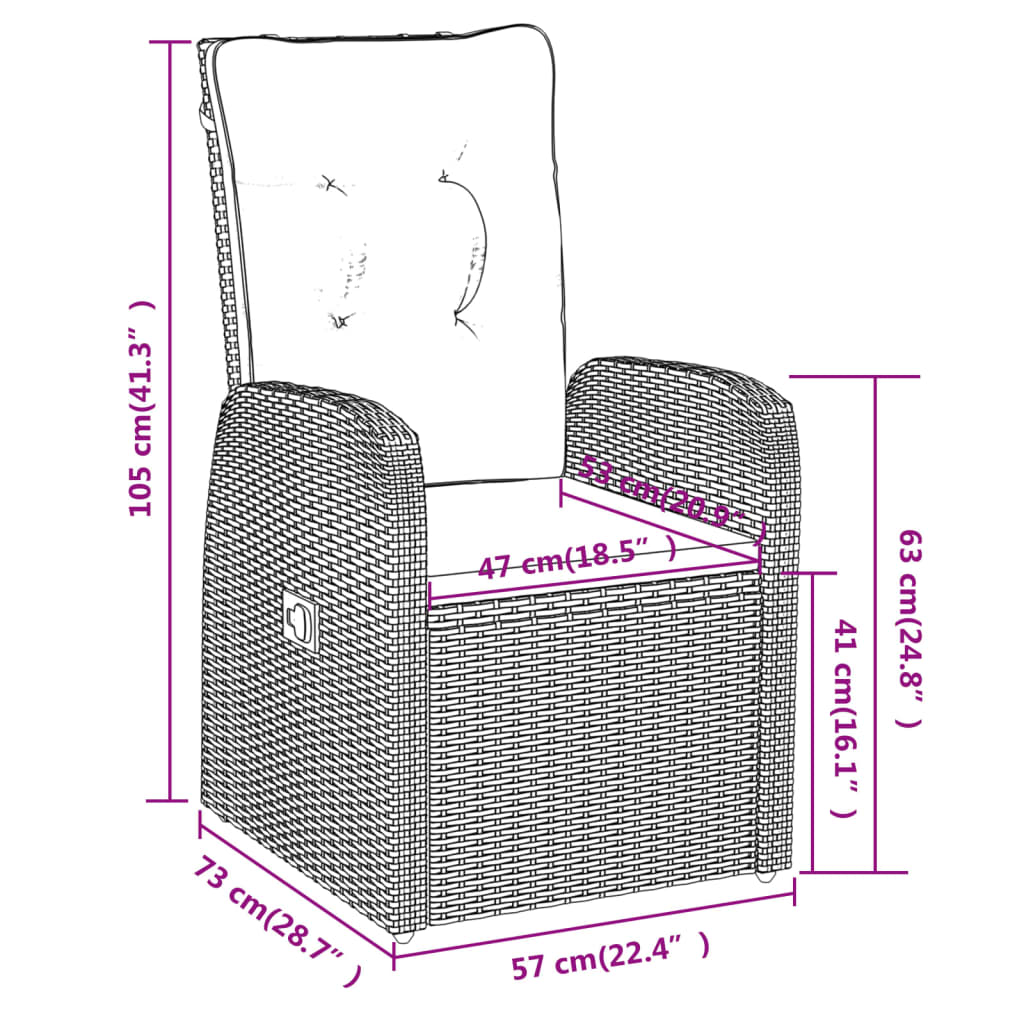 vidaXL Σετ Τραπεζαρίας Κήπου 9 τεμ Μαύρο με Μαξιλάρια