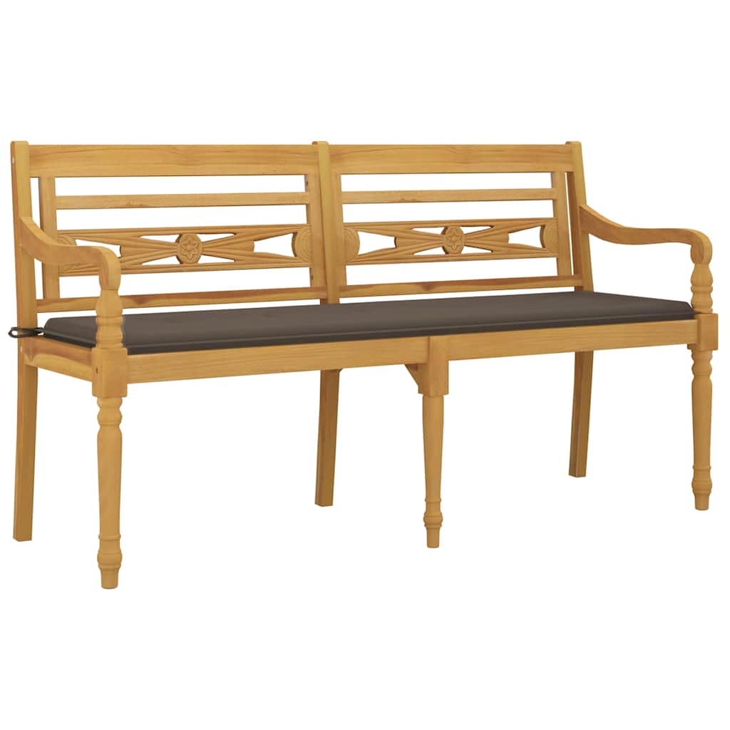 vidaXL Παγκάκι Batavia 150 εκ. από Μασίφ Ξύλο Teak με Taupe Μαξιλάρι