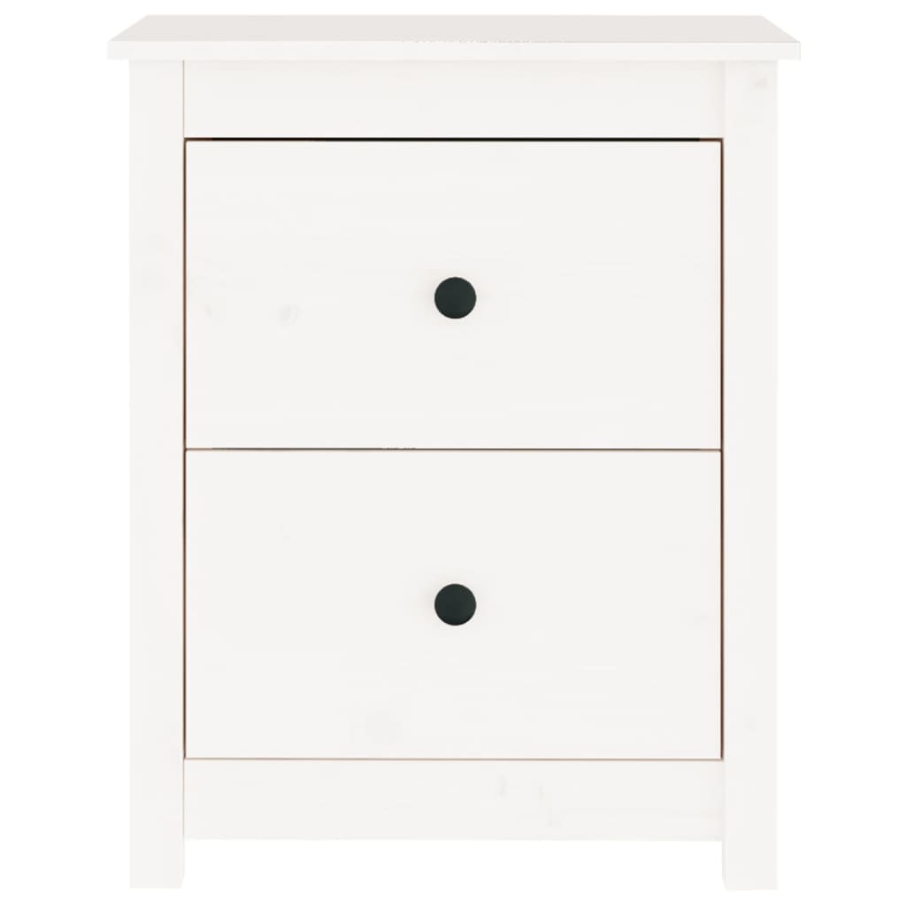 vidaXL Κομοδίνα 2 τεμ. Λευκά 50 x 35 x 61,5 εκ. από Μασίφ Ξύλο Πεύκου