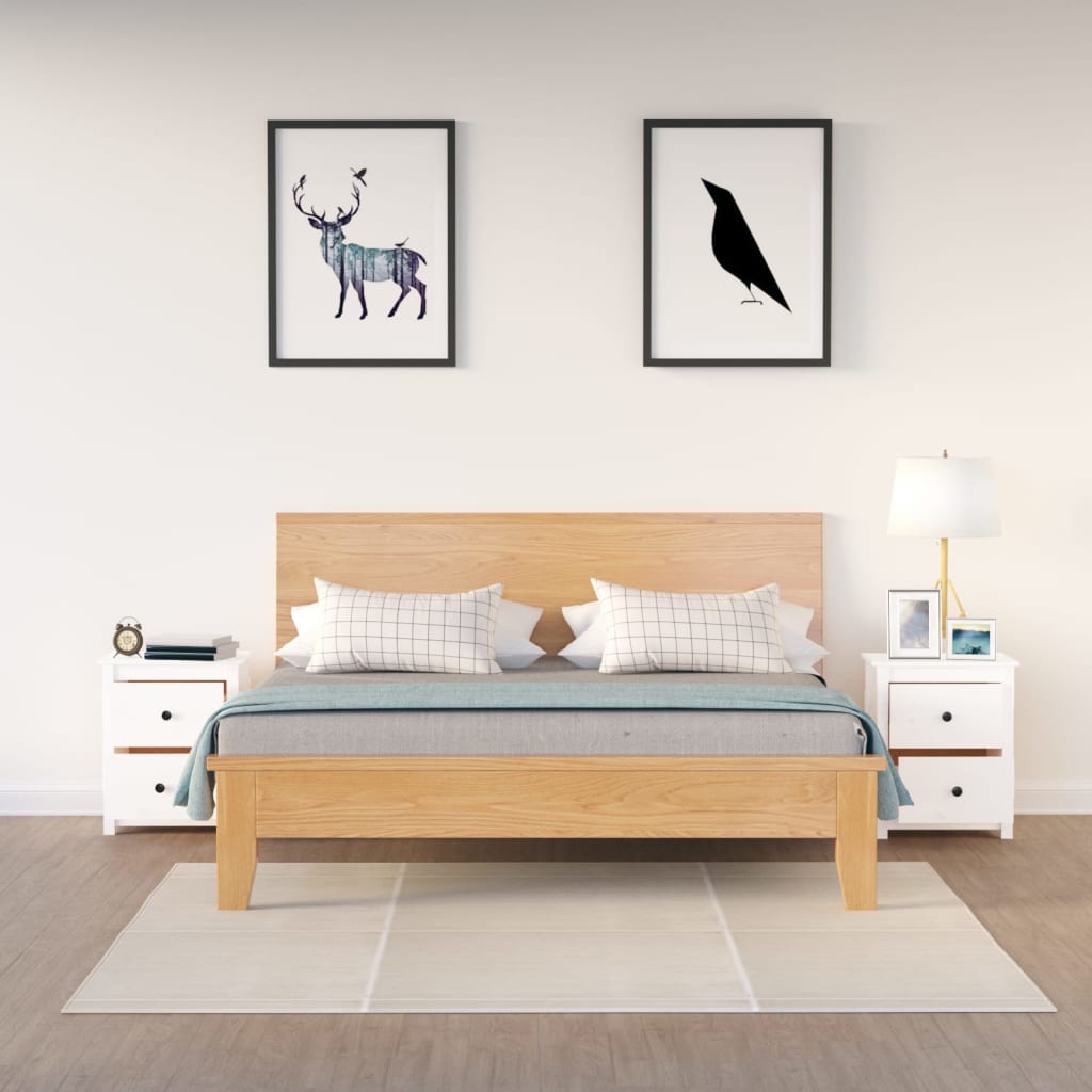 vidaXL Κομοδίνα 2 τεμ. Λευκά 50 x 35 x 61,5 εκ. από Μασίφ Ξύλο Πεύκου