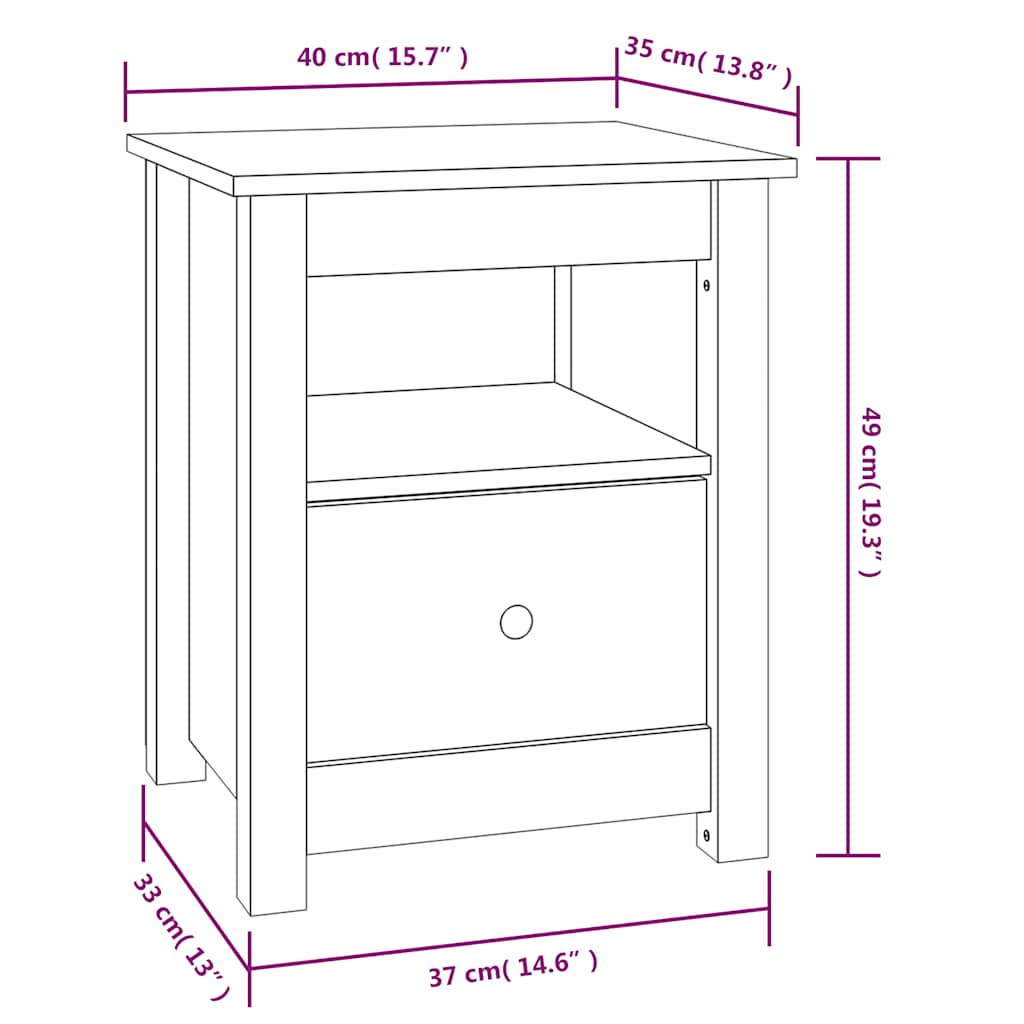 vidaXL Κομοδίνα 2 τεμ. Λευκά 40x35x49 εκ. από Μασίφ Ξύλο Πεύκου