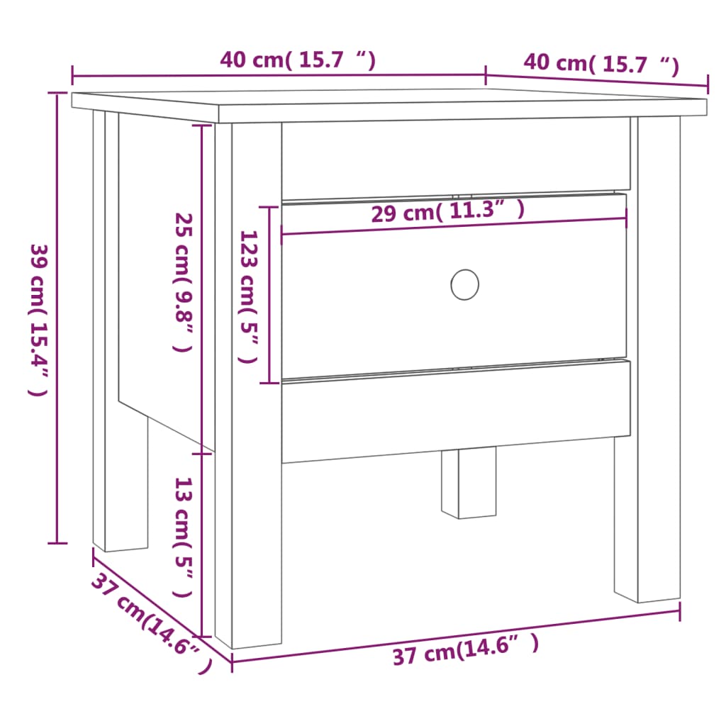 vidaXL Βοηθητικό Τραπέζι Λευκό 40 x 40 x 39 εκ. από Μασίφ Ξύλο Πεύκου