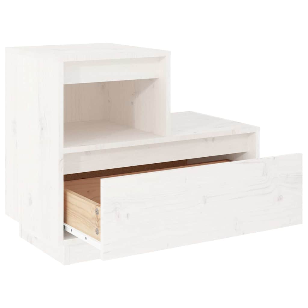 vidaXL Κομοδίνο Λευκό 60 x 34 x 51 εκ. από Μασίφ Ξύλο Πεύκου