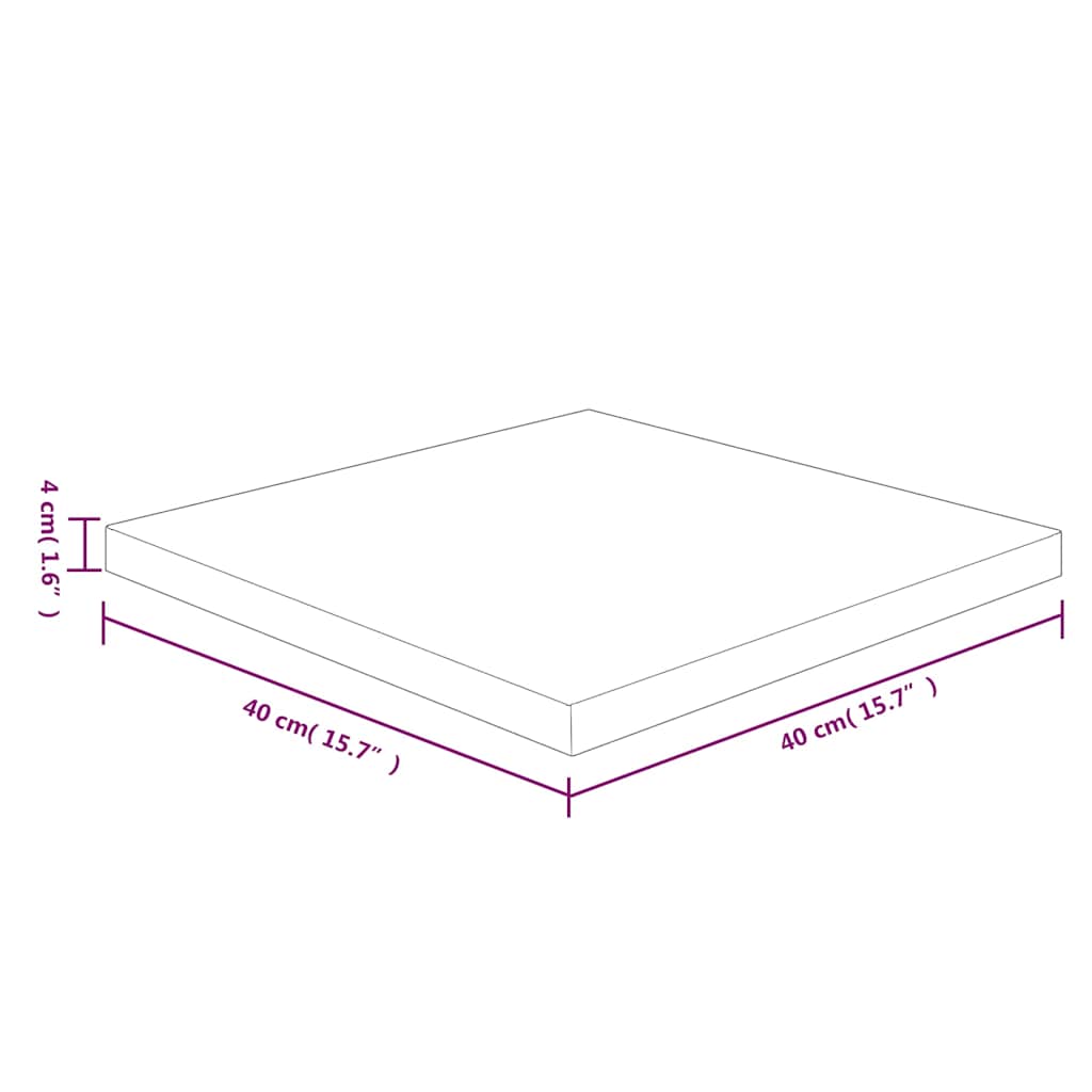vidaXL Επιφάνεια Τραπεζιού Τετράγωνη 40x40x4 εκ. Μασίφ Ξύλο Δρυς