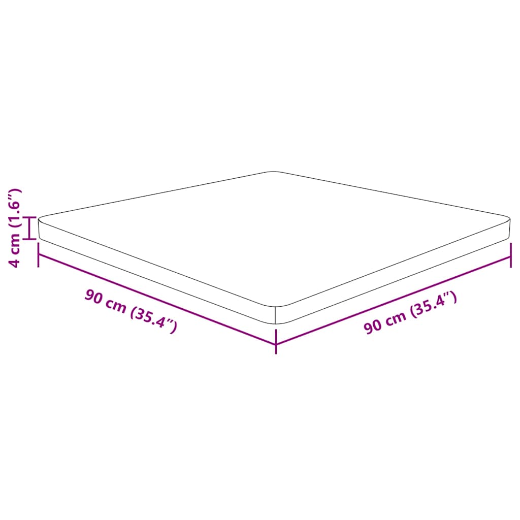 vidaXL Επιφάνεια Τραπεζιού Τετράγωνη 90x90x4 εκ. Μασίφ Ξύλο Δρυς