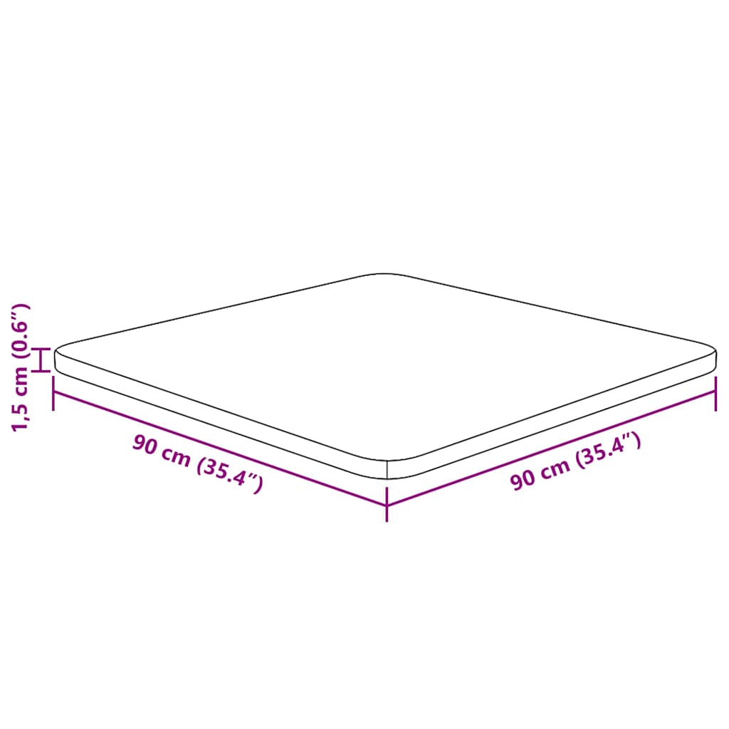 vidaXL Επιφάνεια Τραπεζιού Τετράγωνη Σκ. Καφέ 90x90x1,5 εκ. Ξύλο Δρυς