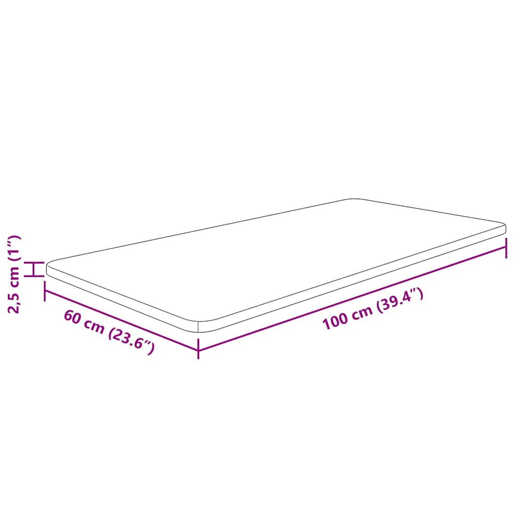 vidaXL Πάγκος Μπάνιου Ανοιχτό Καφέ 100x60x2,5 εκ. Επεξ. Μασίφ Ξύλο