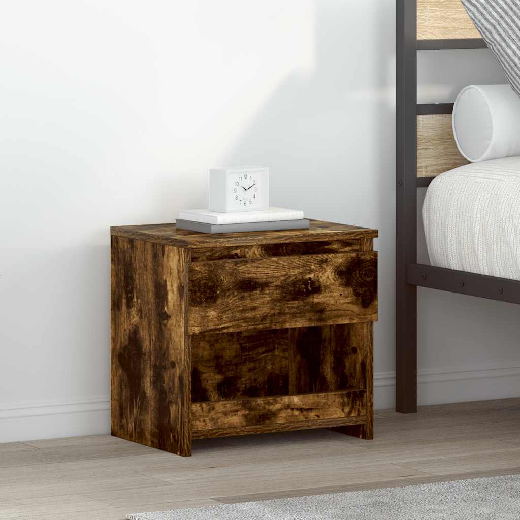 vidaXL Κομοδίνο Καπνιστή Δρυς 40 x 30 x 39 εκ. από Επεξεργασμένο Ξύλο