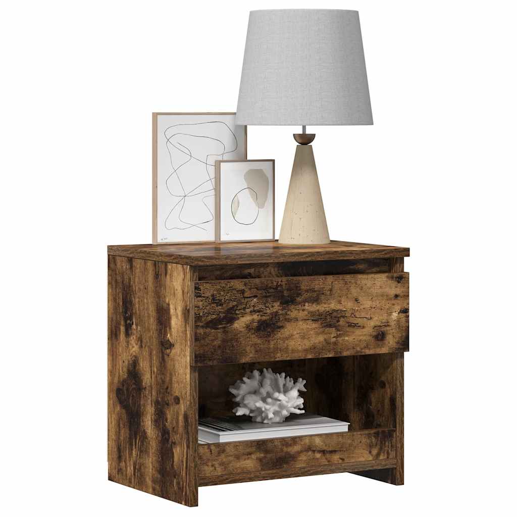 vidaXL Κομοδίνα 2 τεμ. Καπνιστή Δρυς 40x30x39 εκ. από Επεξεργ. Ξύλο