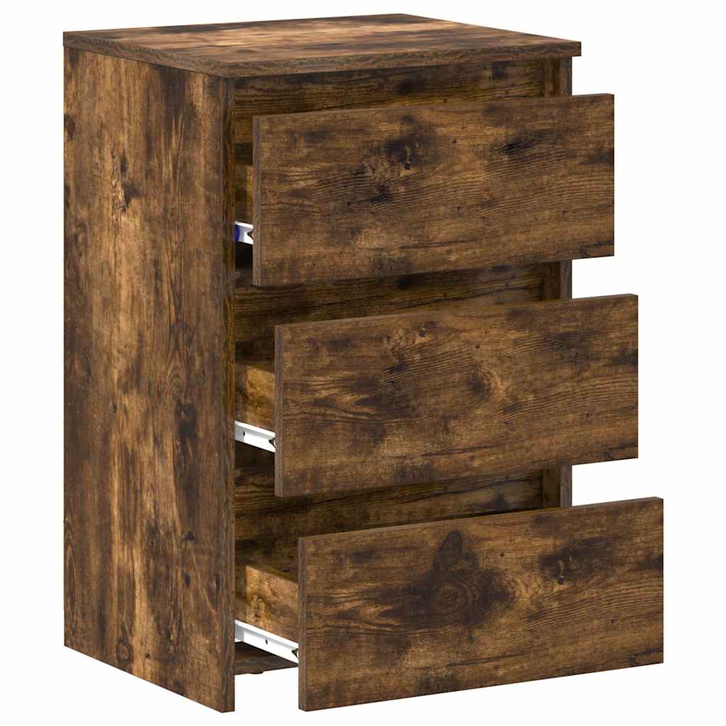 vidaXL Κομοδίνα 2 τεμ. Καπνιστή Δρυς 40x35x62,5 εκ. Επεξεργασμένο Ξύλο