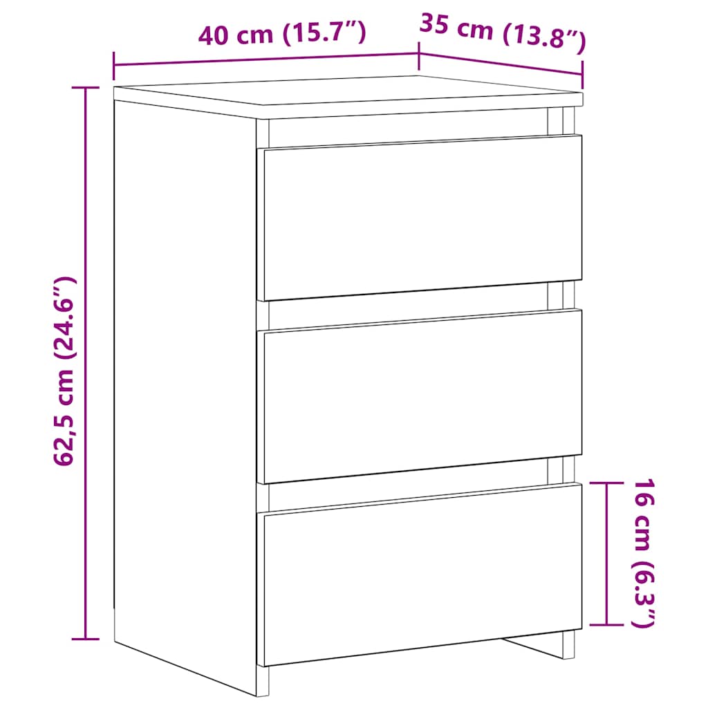 vidaXL Κομοδίνα 2 τεμ. Καπνιστή Δρυς 40x35x62,5 εκ. Επεξεργασμένο Ξύλο