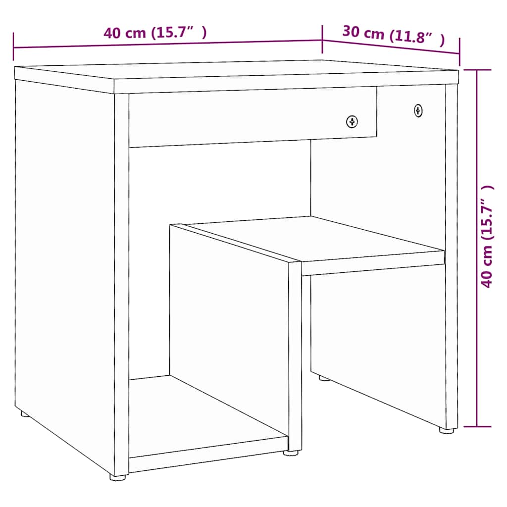vidaXL Κομοδίνα 2 τεμ. Καπνιστή Δρυς 40x30x40 εκ. Επεξεργασμένο Ξύλο