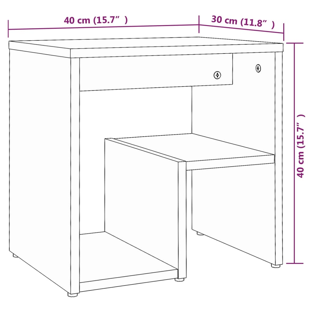 vidaXL Κομοδίνο Καφέ Δρυς 40 x 30 x 40 εκ. από Επεξεργασμένο Ξύλο