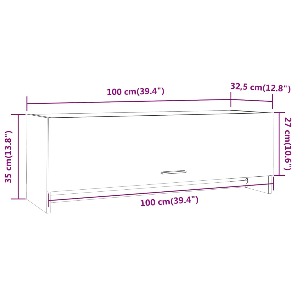 vidaXL Ντουλάπα Καφέ Δρυς 100 x 32,5 x 35 εκ. από Επεξεργασμένο Ξύλο