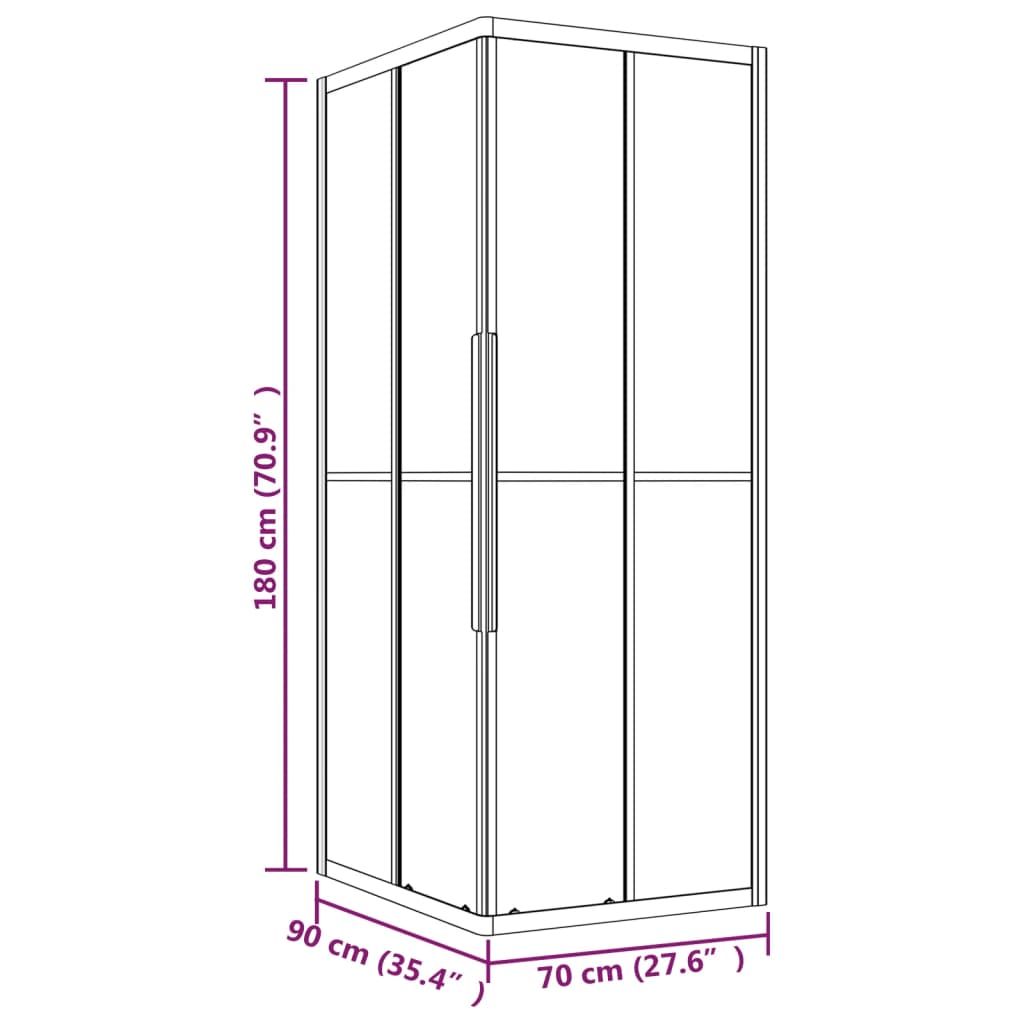vidaXL Καμπίνα Ντουζιέρας με Σχέδιο Αμμοβολής 90x70x180 εκ. από ESG
