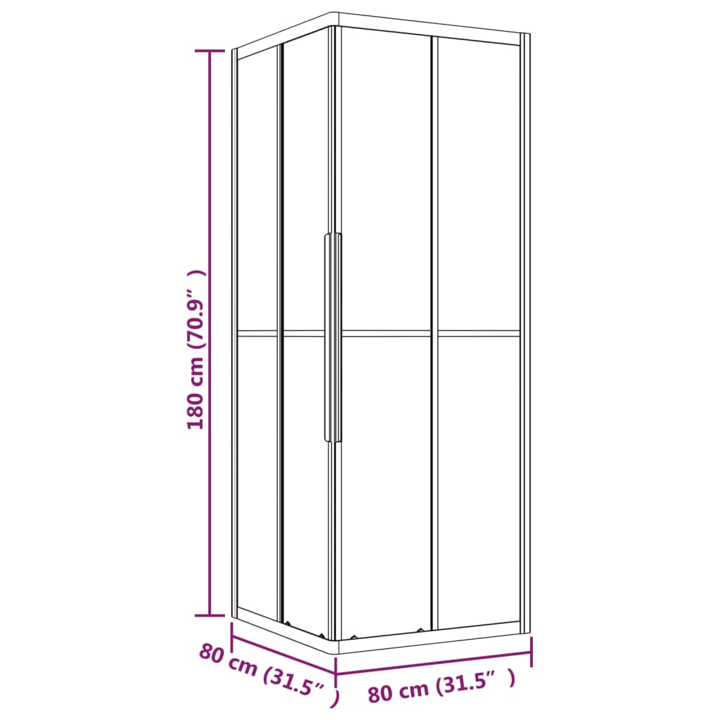 vidaXL Καμπίνα Ντουζιέρας με Ρίγες Μαύρη 80 x 80 x 180 εκ. από ESG