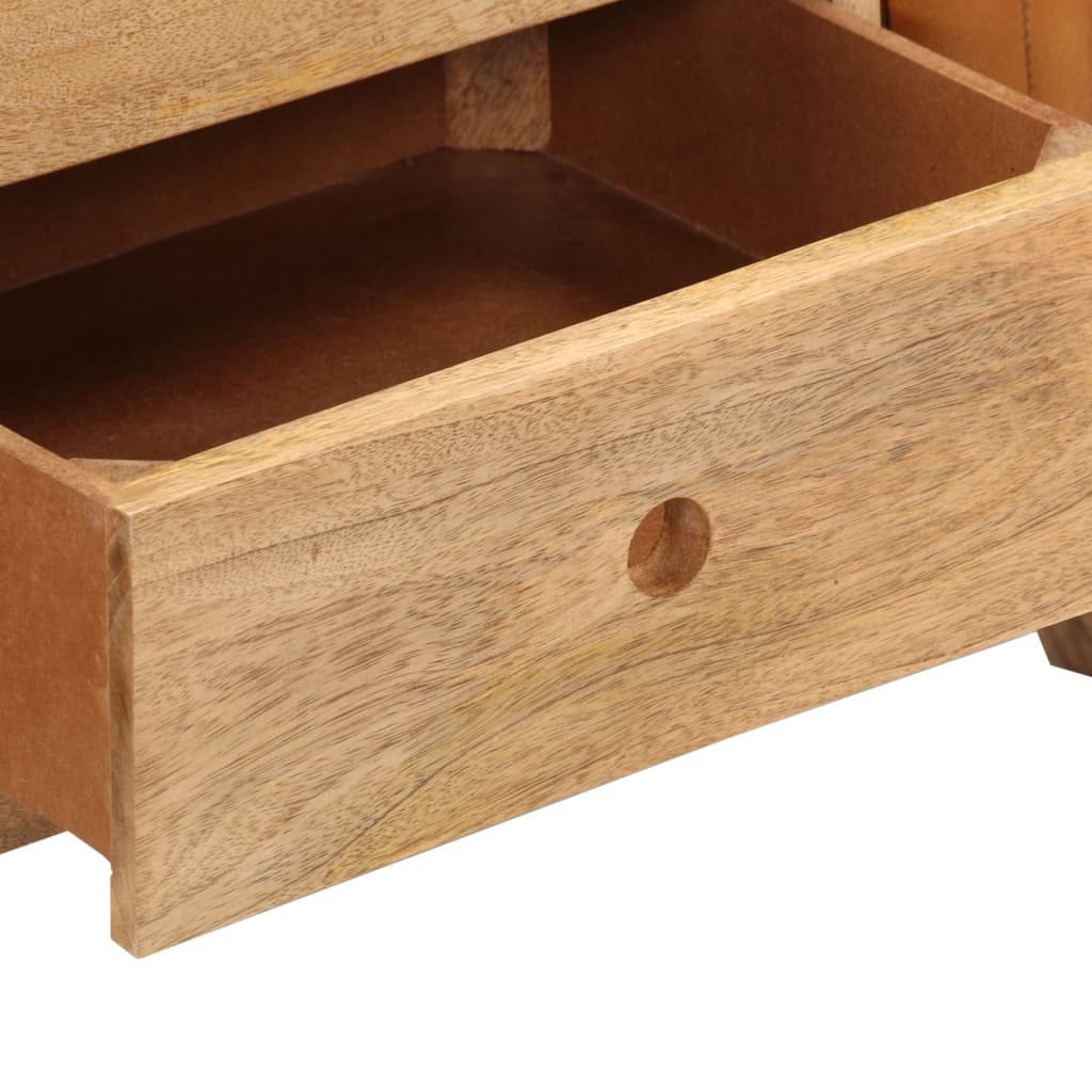 vidaXL Πάγκος Bok Καφέ 107 εκ. Γνήσιο Δέρμα Κατσίκας & Μασίφ Μάνγκο