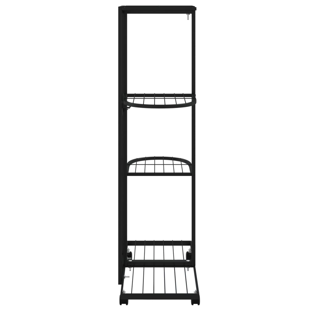 vidaXL Βάση Λουλουδιών 4 Επιπέδων με Ρόδες 44x23x80 εκ. Μαύρη Σίδερο