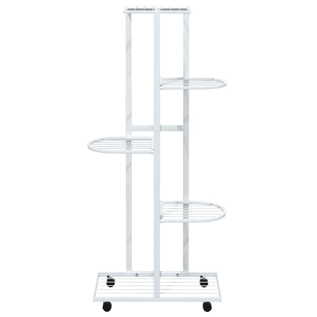 vidaXL Βάση Λουλουδιών 5 Επιπέδων με Ρόδες 83x25x103,5 εκ Λευκή Σίδερο
