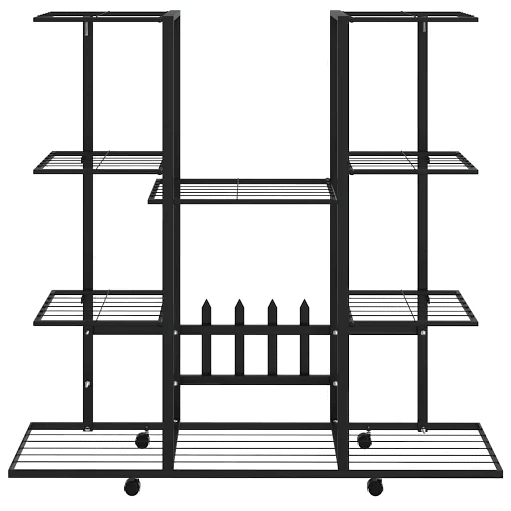 vidaXL Βάση Λουλουδιών με Ρόδες 94,5 x 24,5 x 91,5 εκ. Μαύρη Σιδερένια