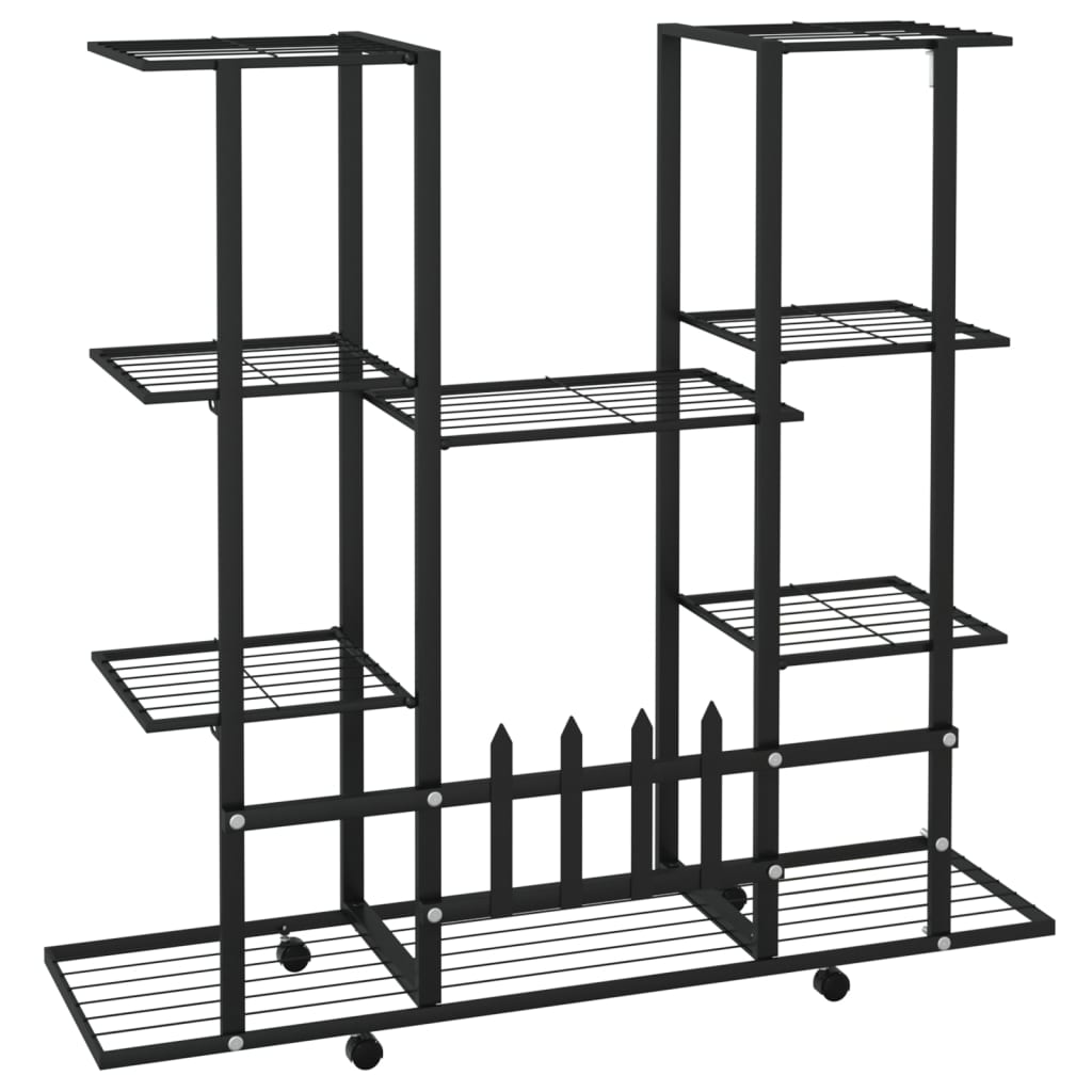 vidaXL Βάση Λουλουδιών με Ρόδες 94,5 x 24,5 x 91,5 εκ. Μαύρη Σιδερένια