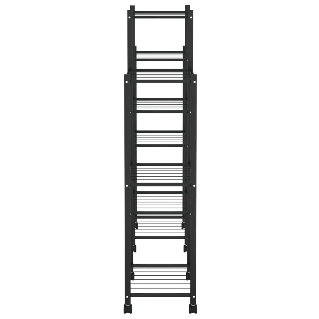 vidaXL Βάση Λουλουδιών με Ρόδες 83x25x103,5 εκ. Μαύρη Σιδερένια