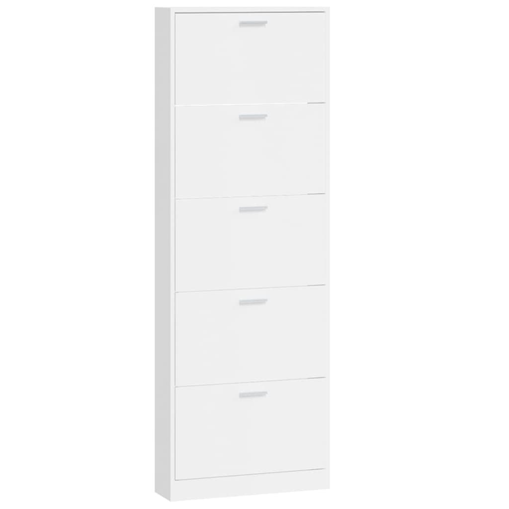 vidaXL Παπουτσοθήκη Γυαλιστερό Λευκό 59x17x169 εκ. Επεξεργασμένο Ξύλο