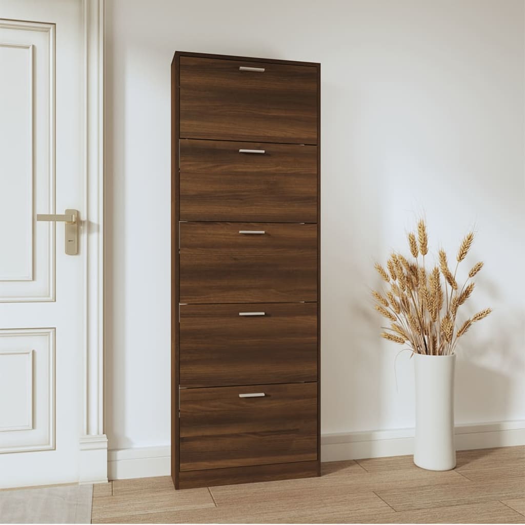 vidaXL Παπουτσοθήκη Καφέ Δρυς 59x17x169 εκ. από Επεξεργασμένο Ξύλο
