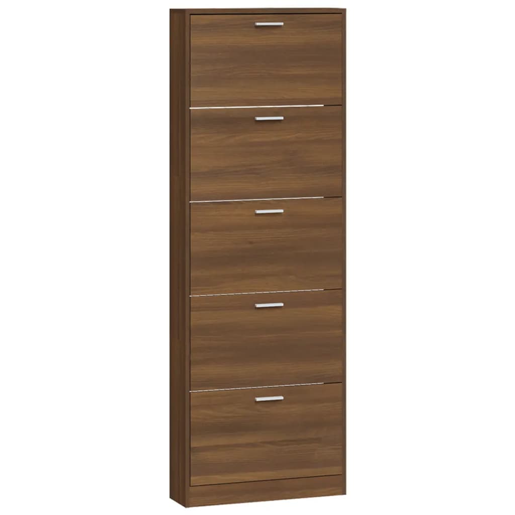 vidaXL Παπουτσοθήκη Καφέ Δρυς 59x17x169 εκ. από Επεξεργασμένο Ξύλο