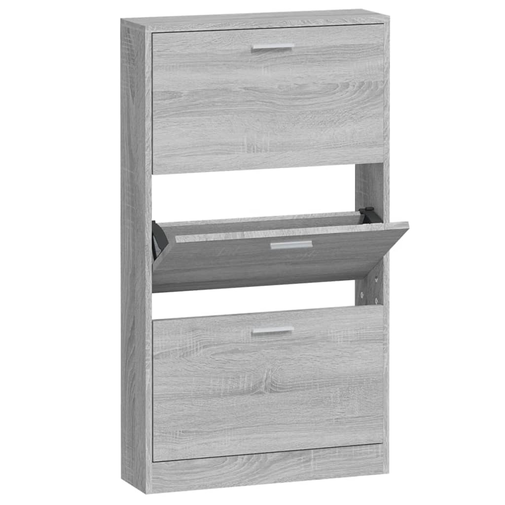 vidaXL Παπουτσοθήκη Γκρι Sonoma 59x17x108 εκ. από Επεξεργασμένο Ξύλο