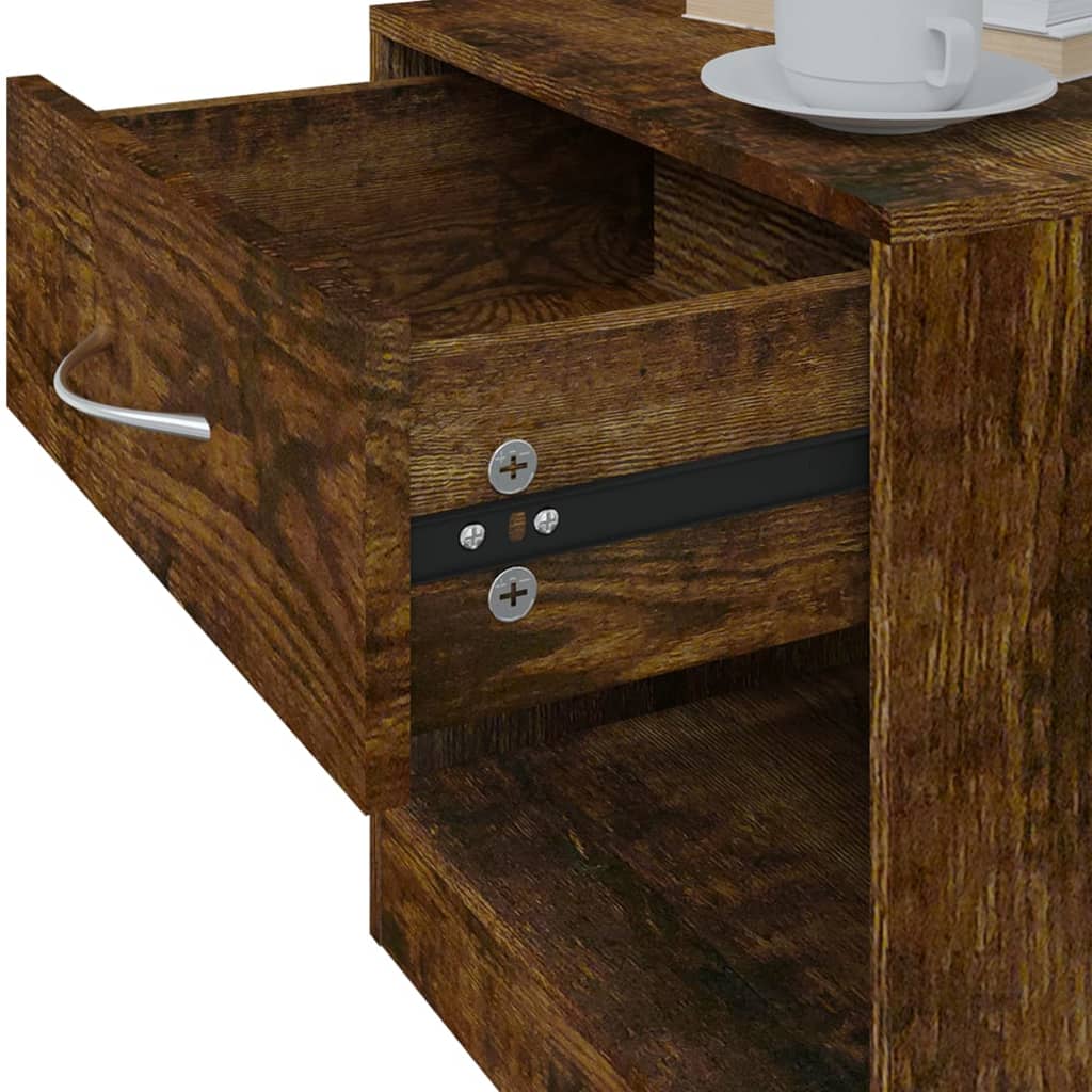 vidaXL Κομοδίνα με Συρτάρι 2 τεμ. Καπνιστή Δρυς