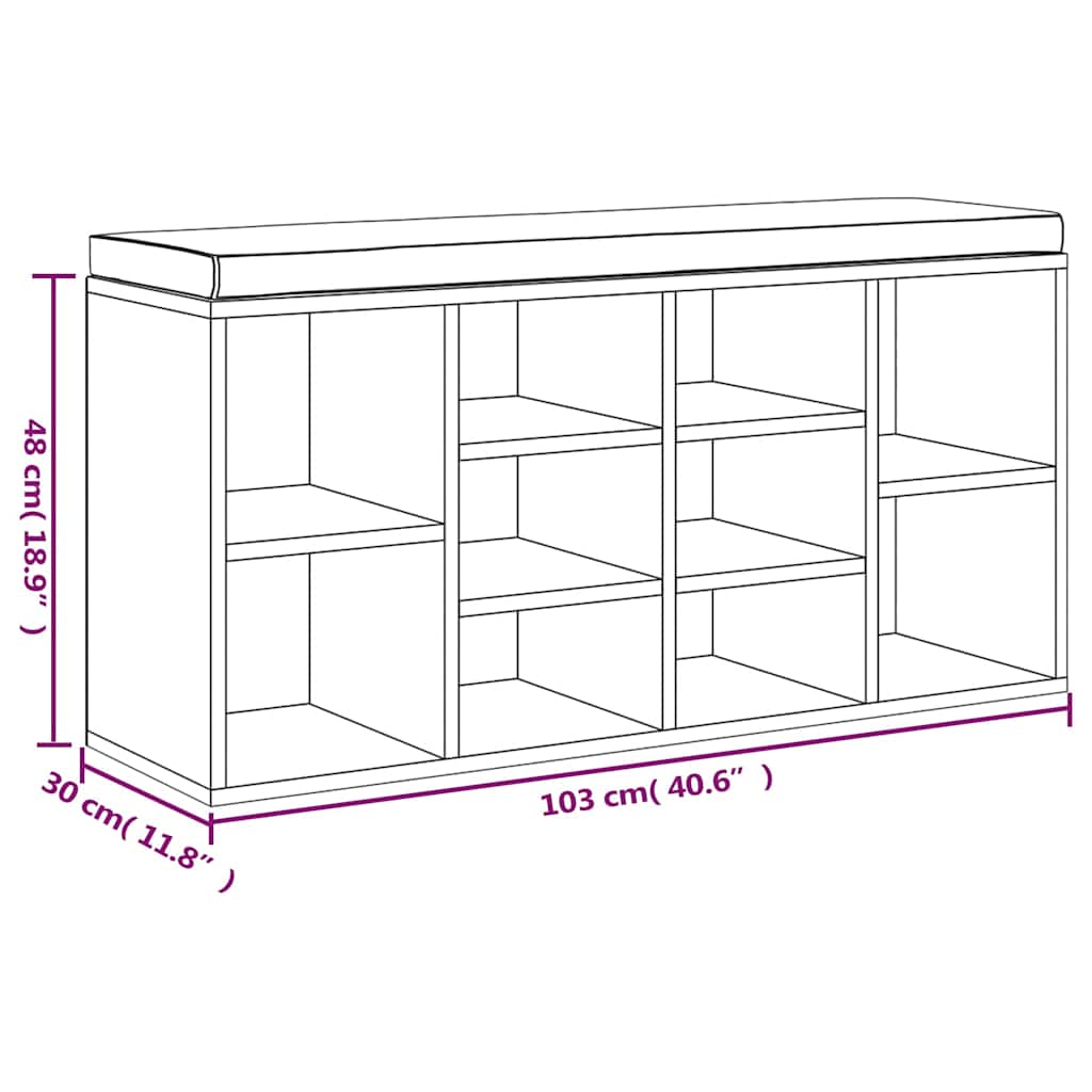 vidaXL Παπουτσοθήκη Γκρι Σκυρ. 103x30x48 εκ. από Επεξεργασμένο Ξύλο
