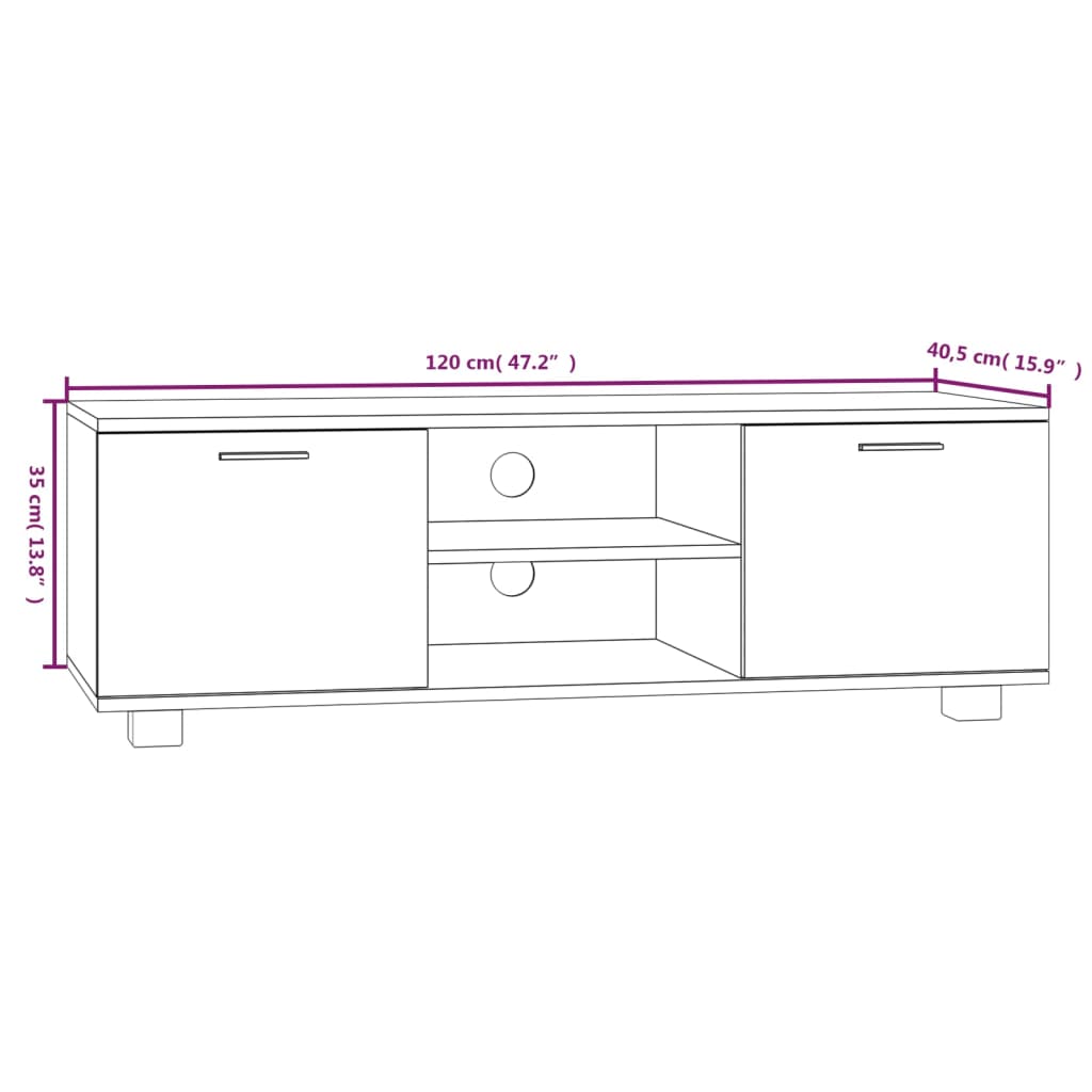 vidaXL Έπιπλο Τηλεόρασης Μαύρο 120 x 40,5 x 35 εκ. Επεξεργασμένο Ξύλο
