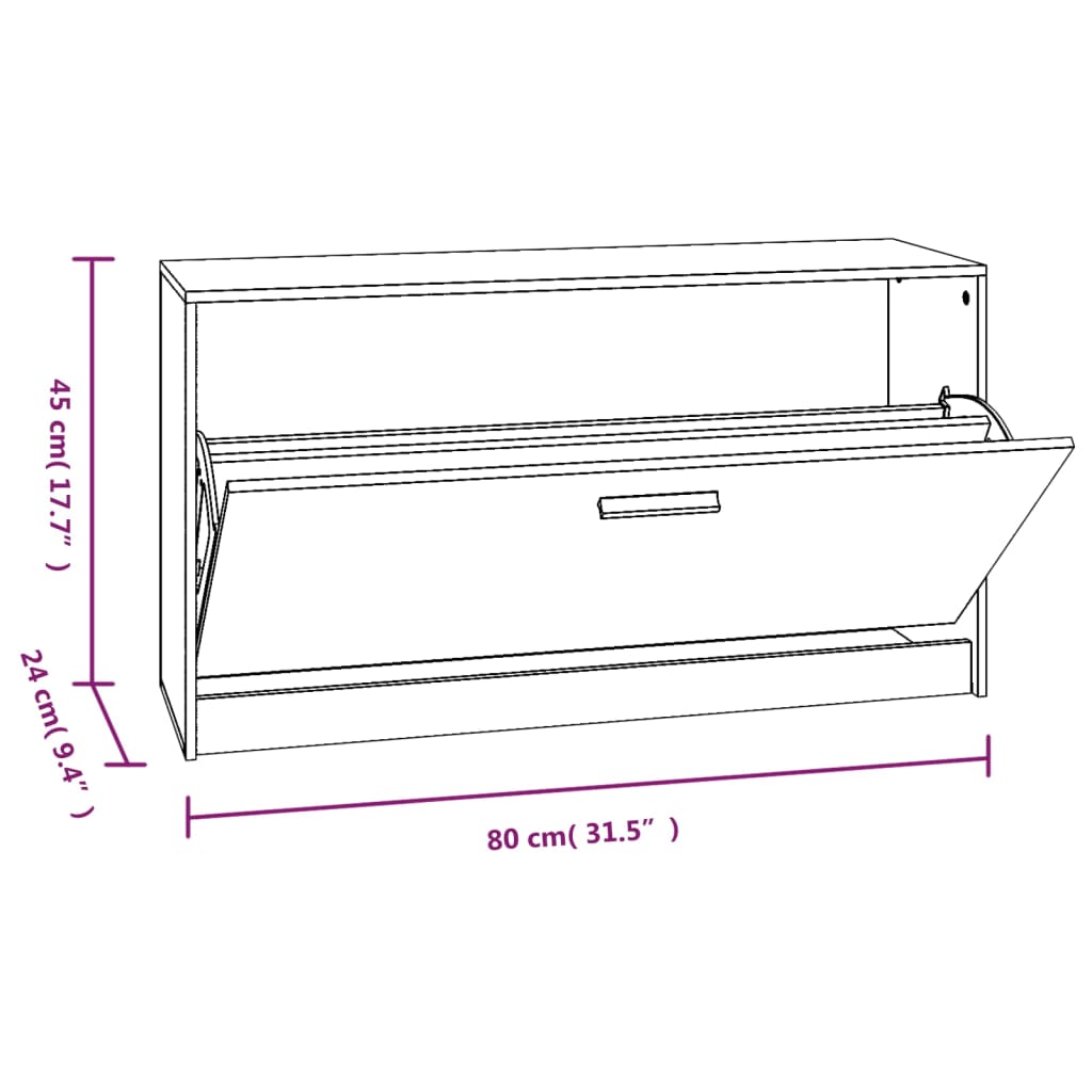 vidaXL Παπουτσοθήκη Γκρι Sonoma 80x24x45 εκ. από Επεξεργασμένο Ξύλο