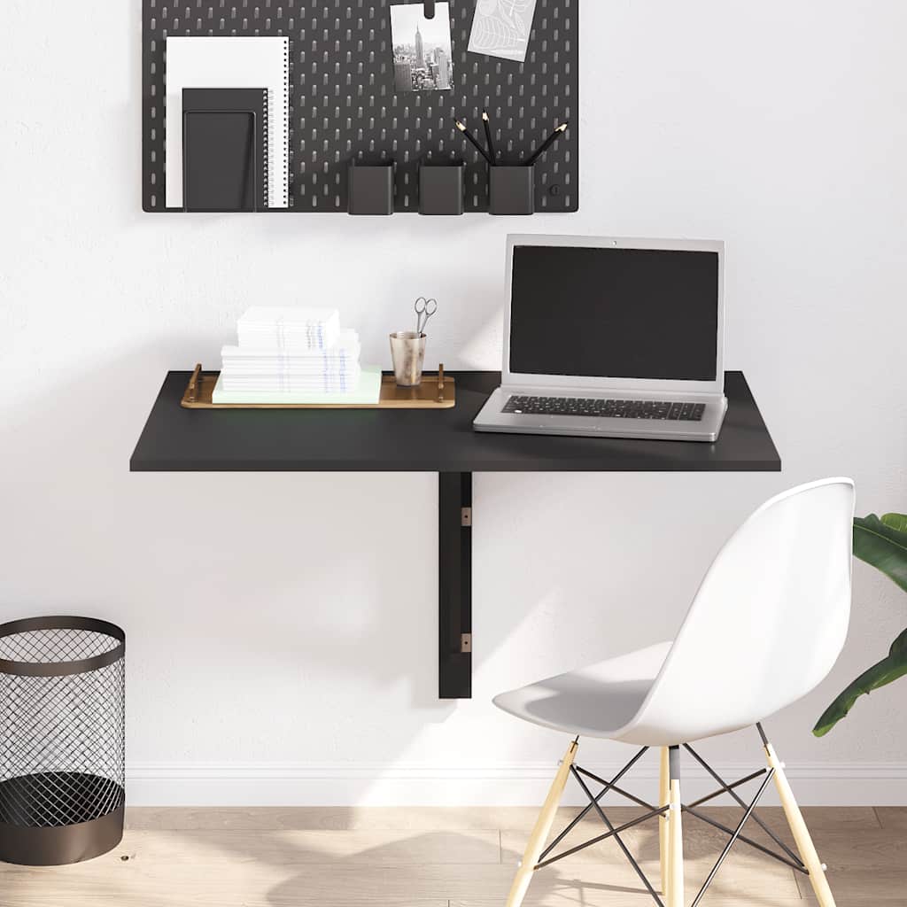 vidaXL Τραπέζι Τοίχου Πτυσσόμενο Μαύρο 100 x 60 x 56 εκ. Επεξεργ. Ξύλο