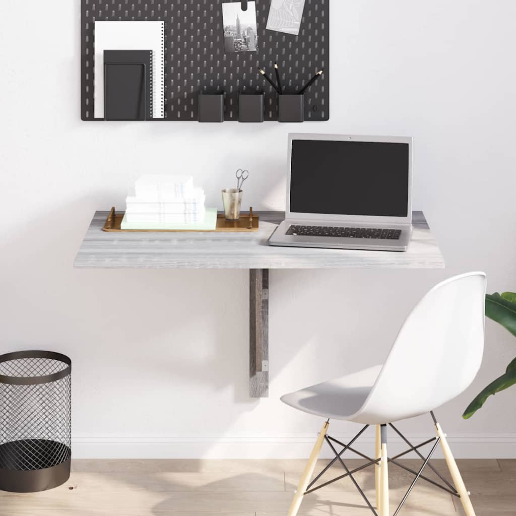 vidaXL Τραπέζι Τοίχου Πτυσσόμενο Γκρι Sonoma 10x60x56 εκ. Επεξ. Ξύλο