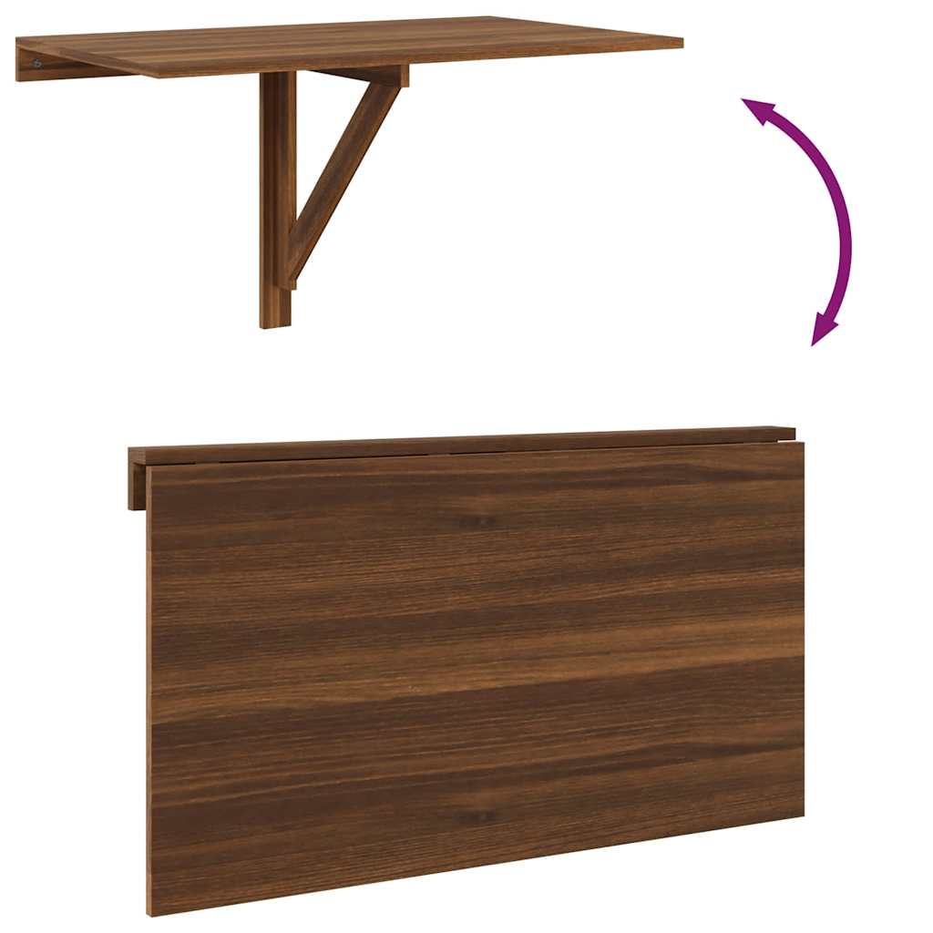 vidaXL Τραπέζι Τοίχου Πτυσσόμενο Καφέ Δρυς 100x60x56 εκ. Επεξ. Ξύλο